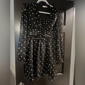 Wayf Black and White Long Sleeve Cocktail Dress